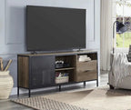 Oak Industrial 63 TV Stand with Storage Drawers & Shelf for 60 TVs