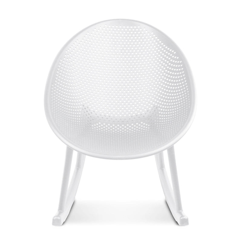 Fauteuil à bascule moderne du milieu du siècle en plastique, pieds en plastique avec siège perforé respirant en forme d'œuf pour usage intérieur/extérieur