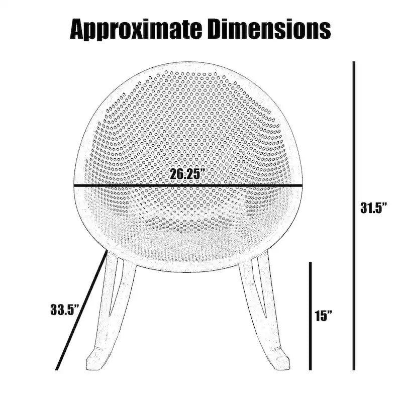 Fauteuil à bascule moderne du milieu du siècle en plastique, pieds en plastique avec siège perforé respirant en forme d'œuf pour usage intérieur/extérieur