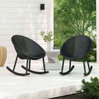 Fauteuil à bascule moderne du milieu du siècle en plastique, pieds en plastique avec siège perforé respirant en forme d'œuf pour usage intérieur/extérieur