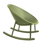 Fauteuil à bascule moderne du milieu du siècle en plastique, pieds en plastique avec siège perforé respirant en forme d'œuf pour usage intérieur/extérieur