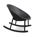 Fauteuil à bascule moderne du milieu du siècle en plastique, pieds en plastique avec siège perforé respirant en forme d'œuf pour usage intérieur/extérieur