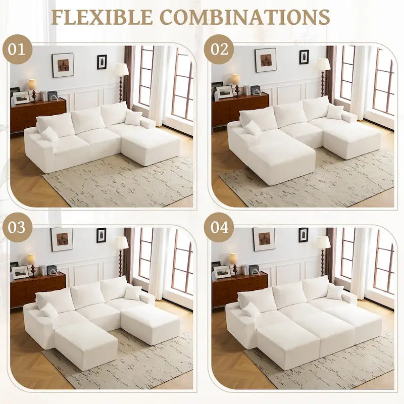 Canapé d'angle modulable ultra-doux Olivia Morgan 279 cm en forme de L, confort à compression totale sans assemblage