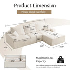 Canapé d'angle modulable ultra-doux Olivia Morgan 279 cm en forme de L, confort à compression totale sans assemblage
