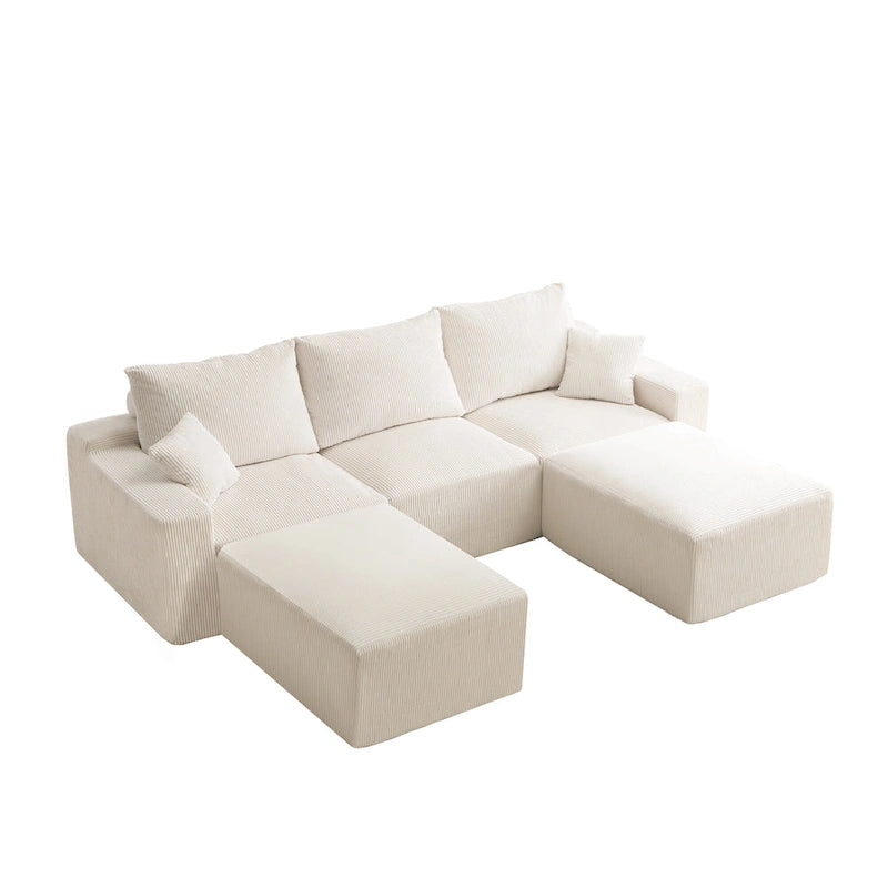 Canapé d'angle modulable ultra-doux Olivia Morgan 279 cm en forme de L, confort à compression totale sans assemblage
