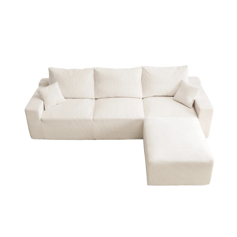 Canapé d'angle modulable ultra-doux Olivia Morgan 279 cm en forme de L, confort à compression totale sans assemblage