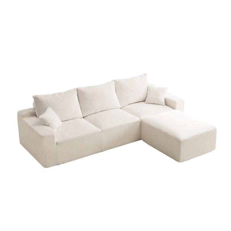 Canapé d'angle modulable ultra-doux Olivia Morgan 279 cm en forme de L, confort à compression totale sans assemblage
