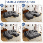 Canapé d'angle modulable ultra-doux Olivia Morgan 279 cm en forme de L, confort à compression totale sans assemblage