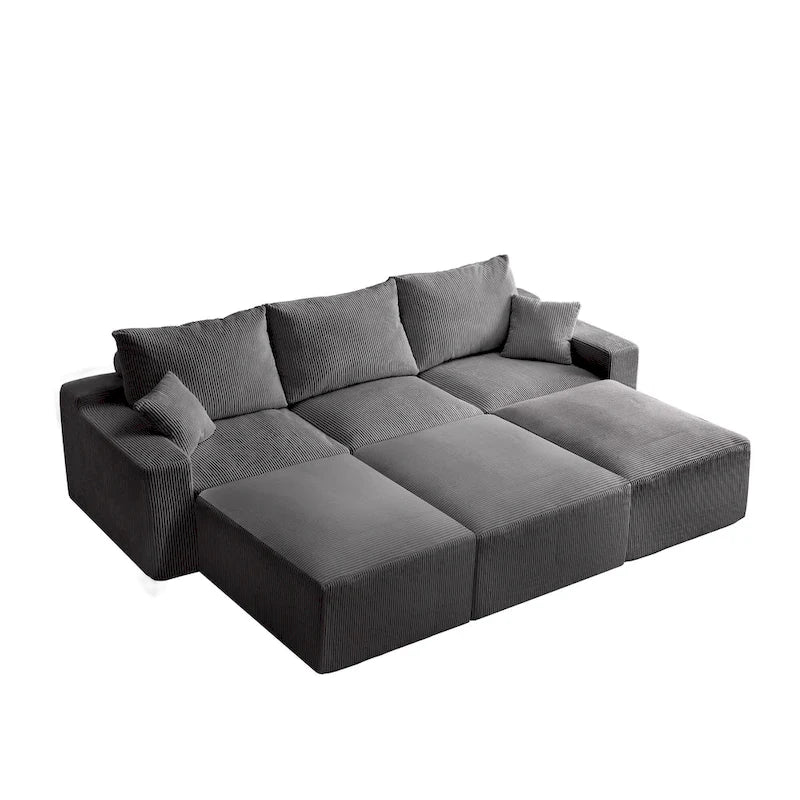 Canapé d'angle modulable ultra-doux Olivia Morgan 279 cm en forme de L, confort à compression totale sans assemblage