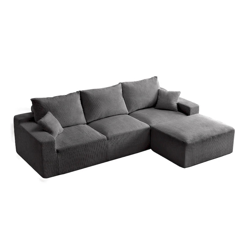 Canapé d'angle modulable ultra-doux Olivia Morgan 279 cm en forme de L, confort à compression totale sans assemblage