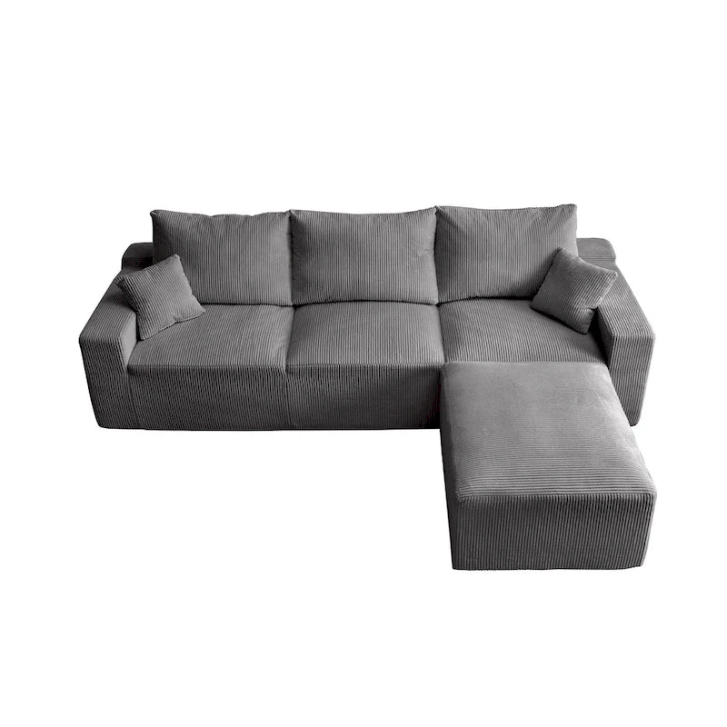 Canapé d'angle modulable ultra-doux Olivia Morgan 279 cm en forme de L, confort à compression totale sans assemblage