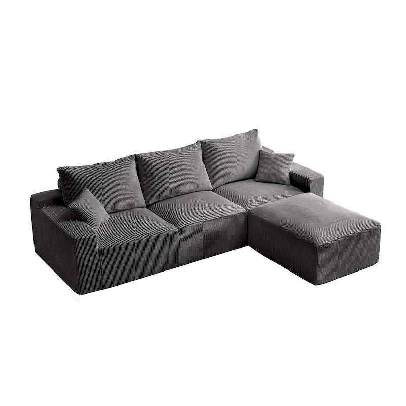 Canapé d'angle modulable ultra-doux Olivia Morgan 279 cm en forme de L, confort à compression totale sans assemblage