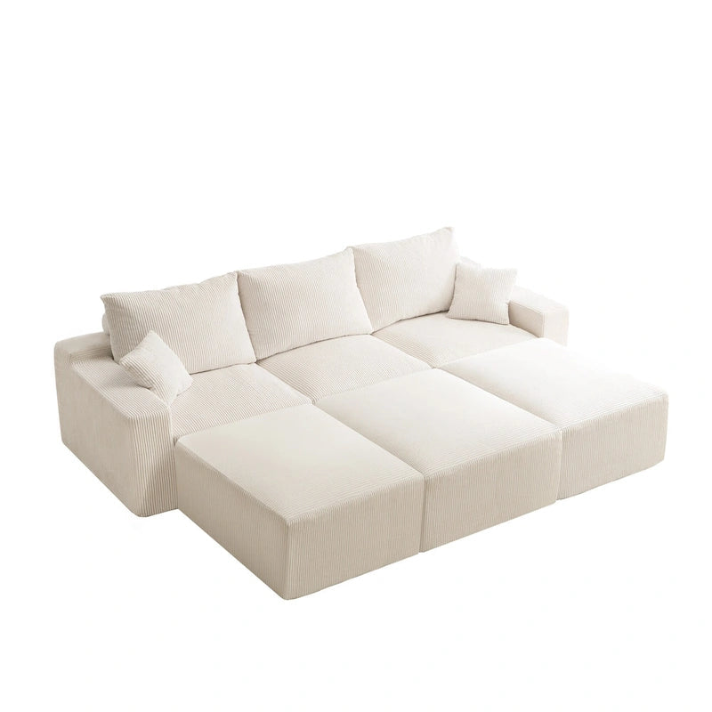 Canapé d'angle modulable ultra-doux Olivia Morgan 279 cm en forme de L, confort à compression totale sans assemblage