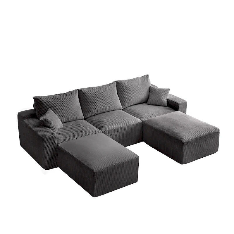 Canapé d'angle modulable ultra-doux Olivia Morgan 279 cm en forme de L, confort à compression totale sans assemblage