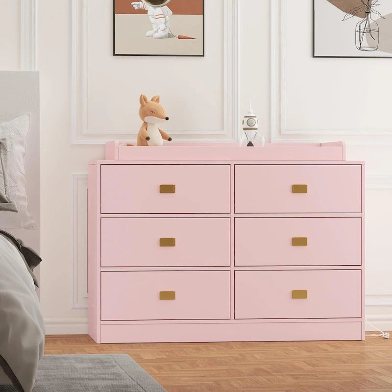 Commode de chambre à 6 tiroirs, commode avec table à langer