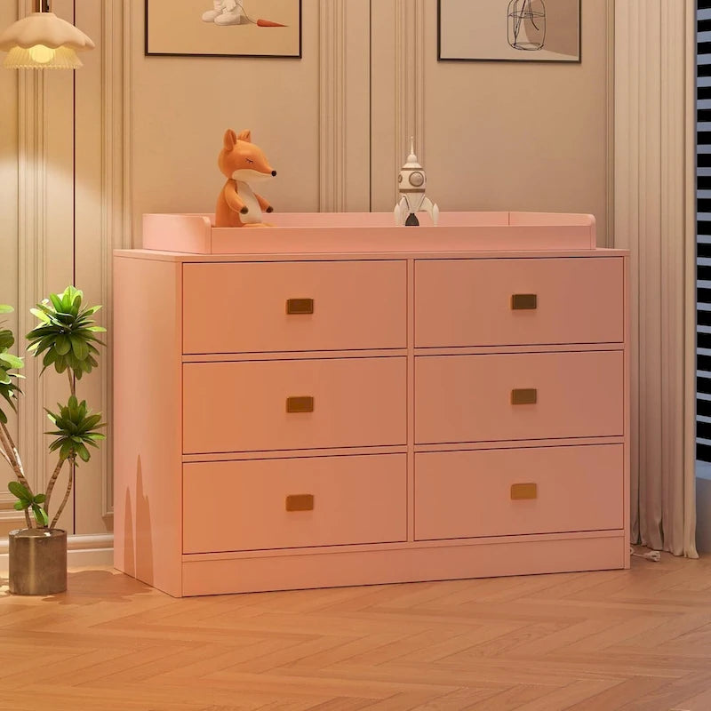 Commode de chambre à 6 tiroirs, commode avec table à langer