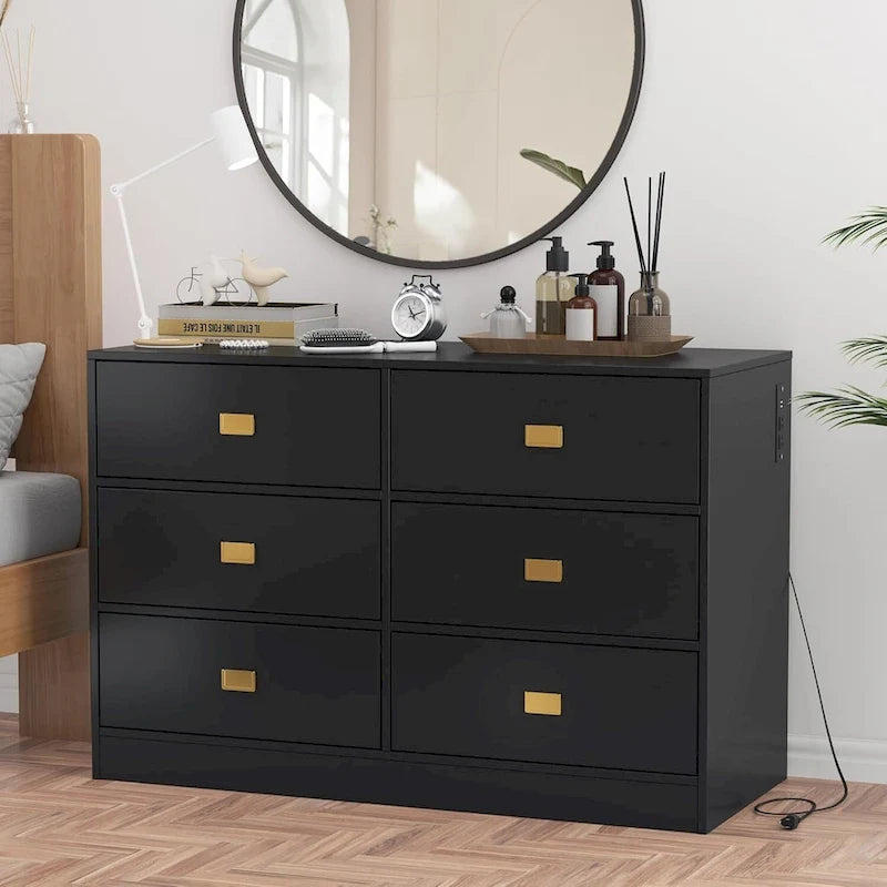 Commode de chambre à 6 tiroirs, commode avec table à langer