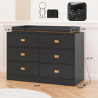 Commode de chambre à 6 tiroirs, commode avec table à langer