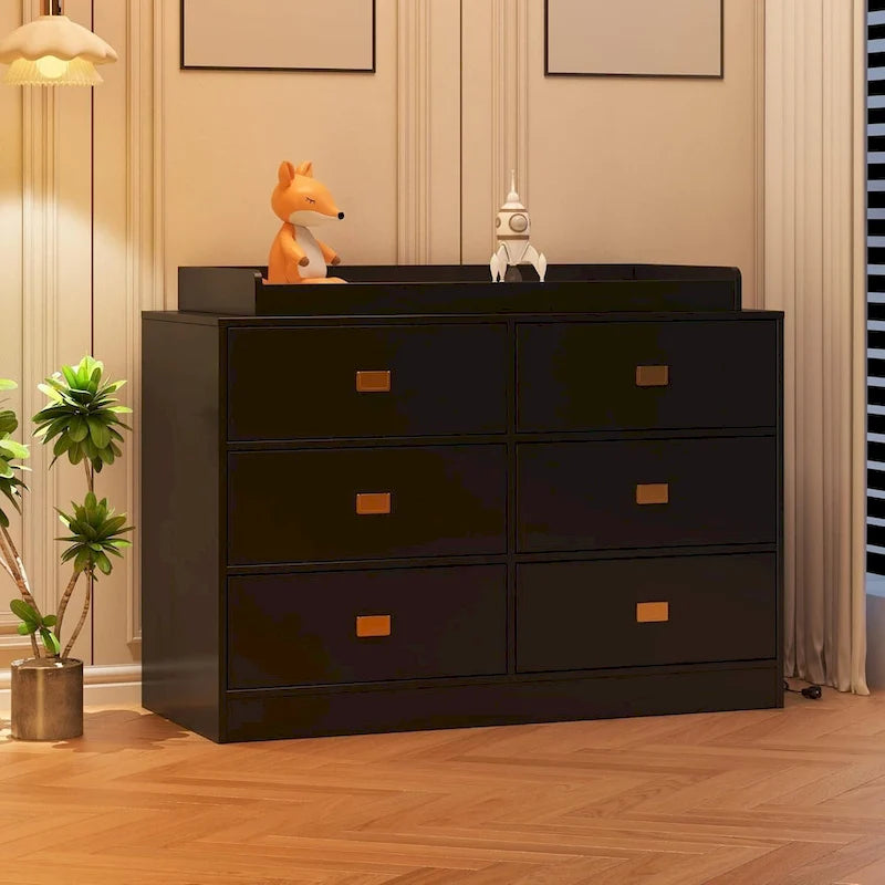 Commode de chambre à 6 tiroirs, commode avec table à langer