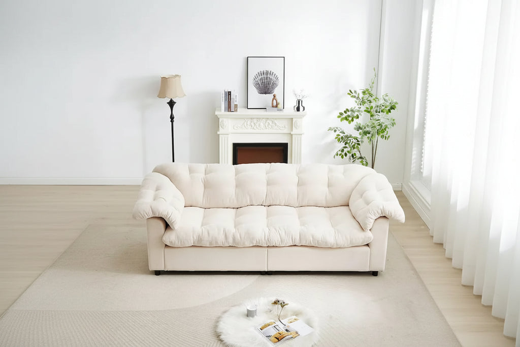 99.2  Chenille Comfort Deep Seat Sofa, Upholstered Fluffy Cloud Sofa