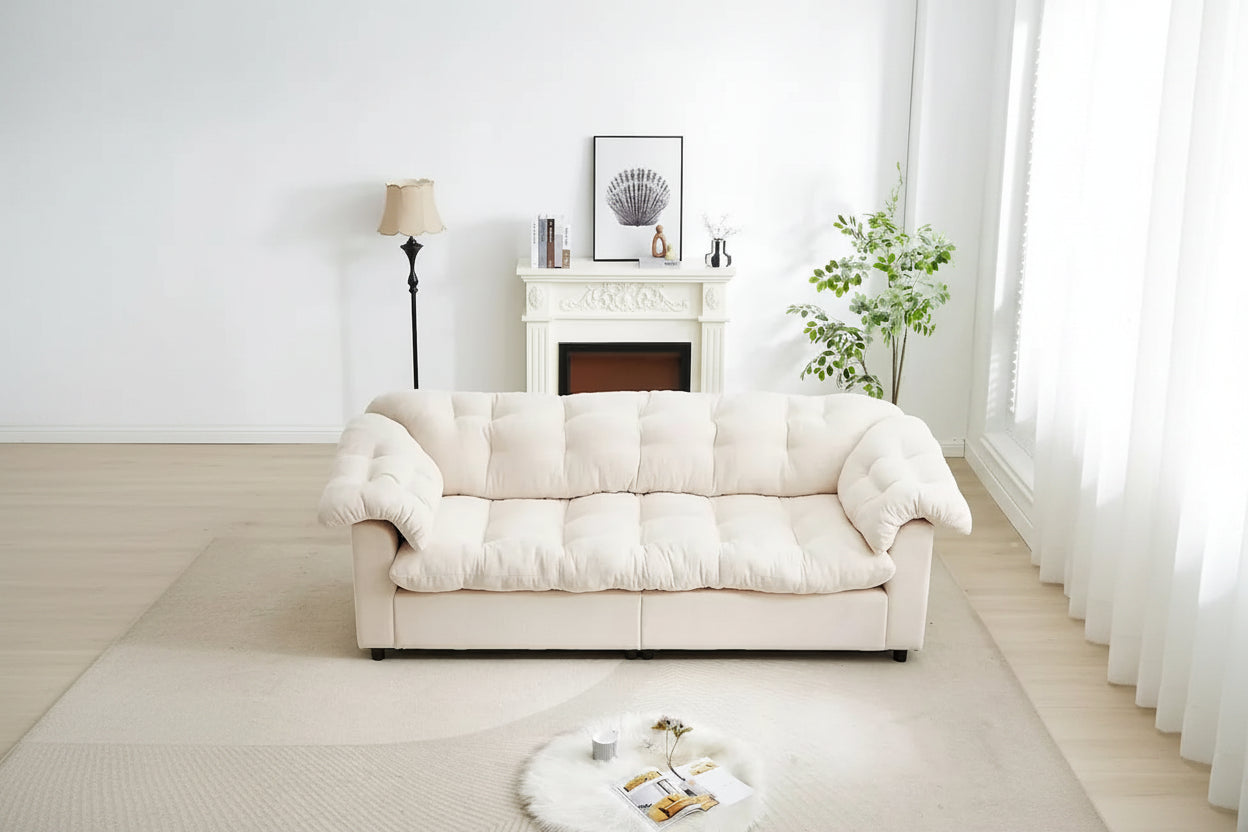 99.2  Chenille Comfort Deep Seat Sofa, Upholstered Fluffy Cloud Sofa