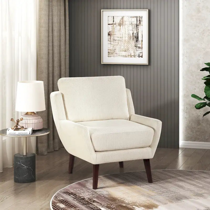 Fauteuil d'appoint contemporain confortable avec revêtement durable et pieds en bois massif