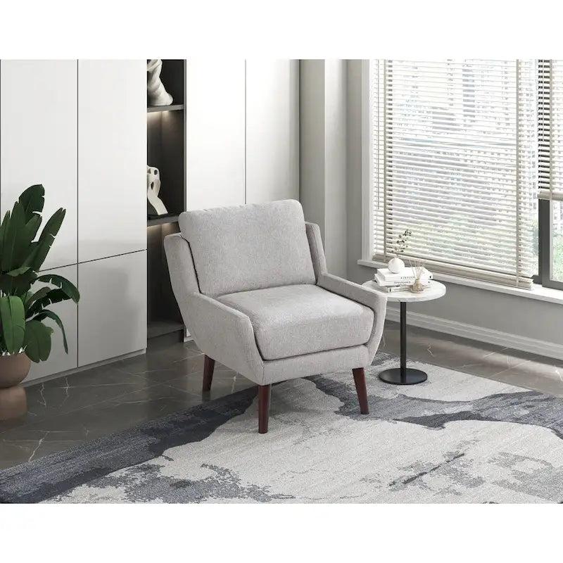 Fauteuil d'appoint contemporain confortable avec revêtement durable et pieds en bois massif