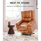 Fauteuil releveur inclinable en cuir avec chauffage et massage