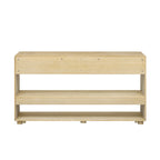 Table console en bois massif de 48 po avec 2 tiroirs et 2 étagères, pieds en bois massif et pieds réglables