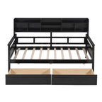 Lit de repos simple en bois avec étagères et tiroirs