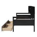 Lit de repos simple en bois avec étagères et tiroirs