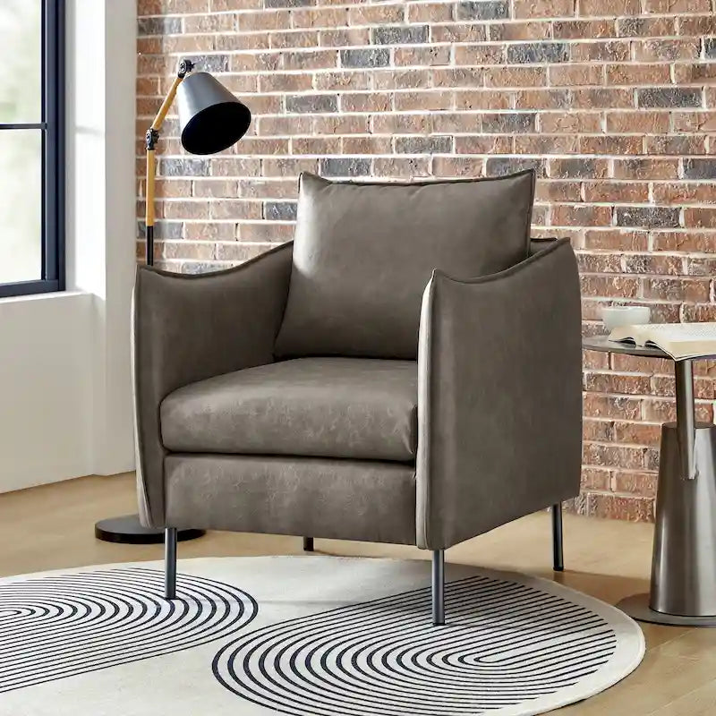 Fauteuil d'appoint Jaime en similicuir vegan moderne avec coussin amovible