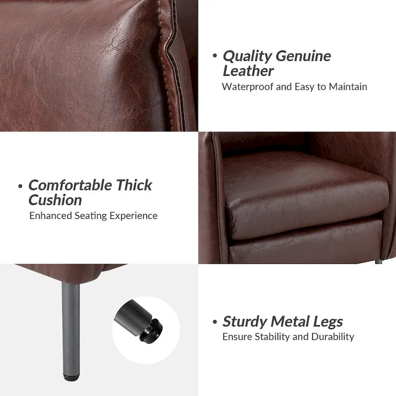 Fauteuil d'appoint Jaime en similicuir vegan moderne avec coussin amovible