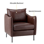 Fauteuil d'appoint Jaime en similicuir vegan moderne avec coussin amovible