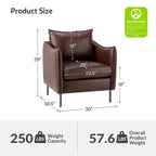 Fauteuil d'appoint Jaime en similicuir vegan moderne avec coussin amovible