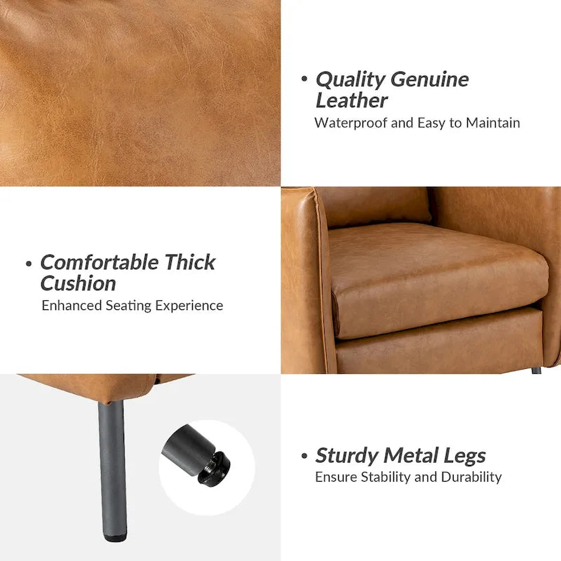 Fauteuil d'appoint Jaime en similicuir vegan moderne avec coussin amovible