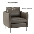 Fauteuil d'appoint Jaime en similicuir vegan moderne avec coussin amovible
