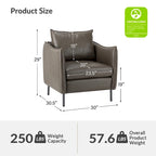 Fauteuil d'appoint Jaime en similicuir vegan moderne avec coussin amovible