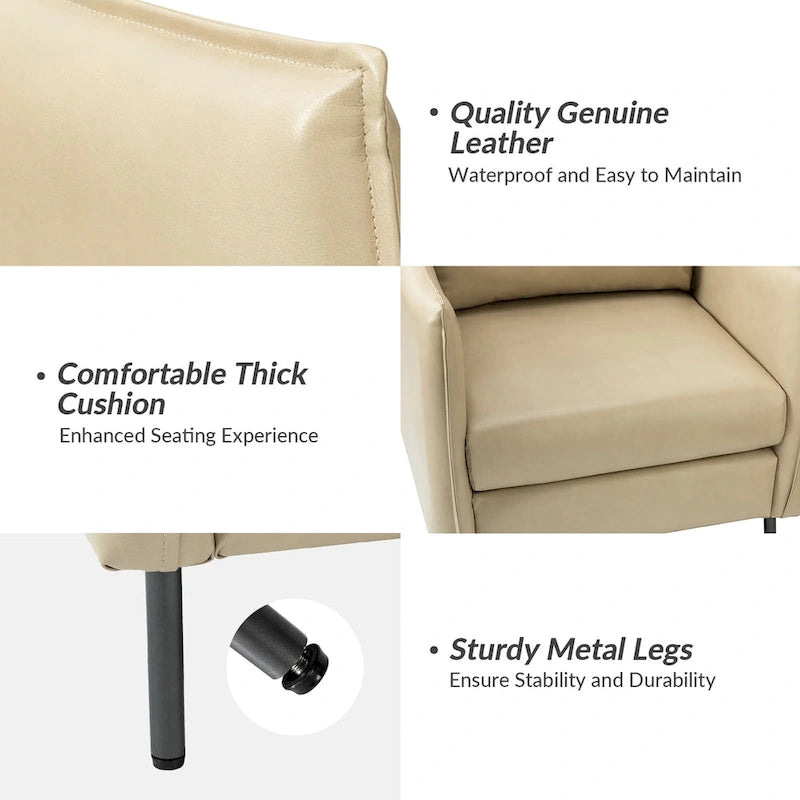 Fauteuil d'appoint Jaime en similicuir vegan moderne avec coussin amovible