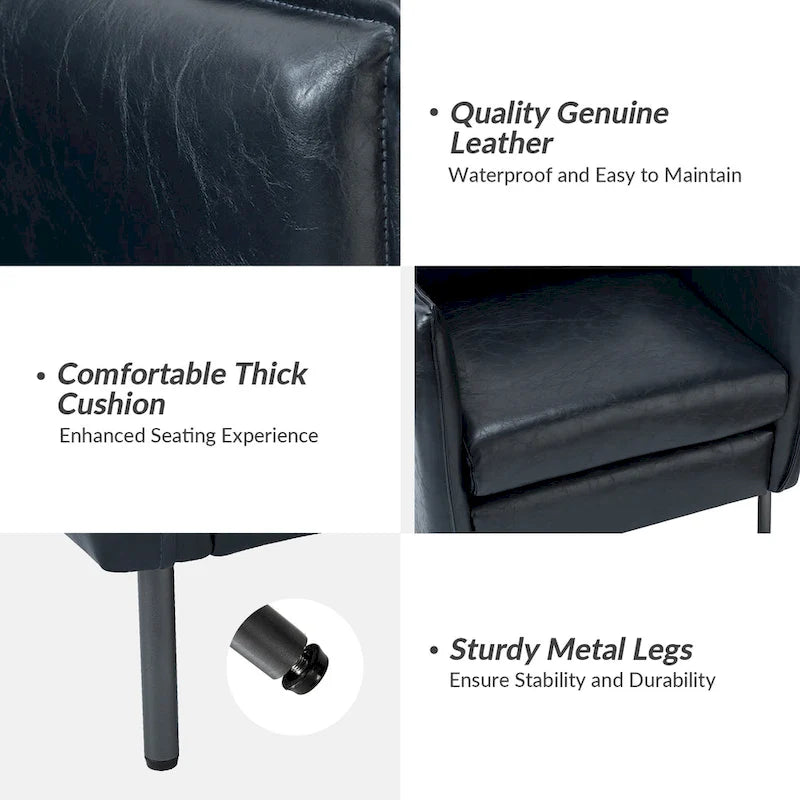 Fauteuil d'appoint Jaime en similicuir vegan moderne avec coussin amovible