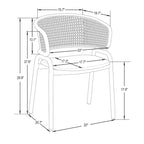 Chaise d'appoint moderne et élégante avec dossier en rotin et pieds en acier blanc pour salle à manger et cuisine