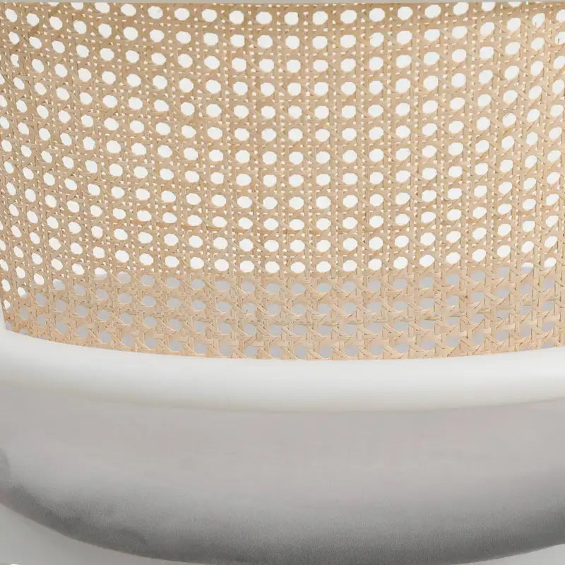Chaise d'appoint moderne et élégante avec dossier en rotin et pieds en acier blanc pour salle à manger et cuisine