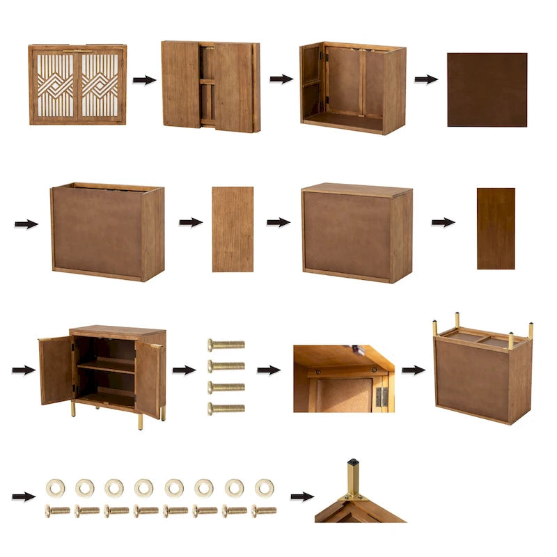 Buffet de rangement de ferme, armoire d'appoint en bois avec 2 portes pour le salon, le couloir, la chambre, la salle à manger