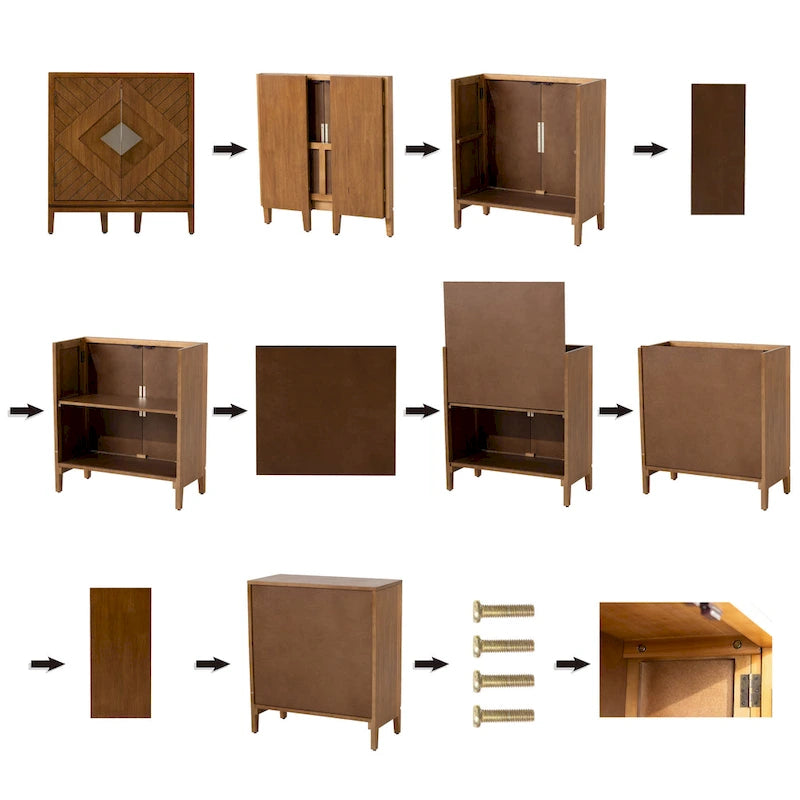 Buffet de rangement de ferme, armoire d'appoint en bois avec 2 portes pour le salon, le couloir, la chambre, la salle à manger