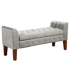 Banc de rangement canapé en velours gris tourterelle Arum