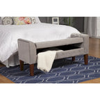 Banc de rangement canapé en velours gris tourterelle Arum