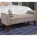 Banc de rangement canapé en velours gris tourterelle Arum