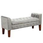 Banc de rangement canapé en velours gris tourterelle Arum