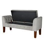 Banc de rangement canapé en velours gris tourterelle Arum