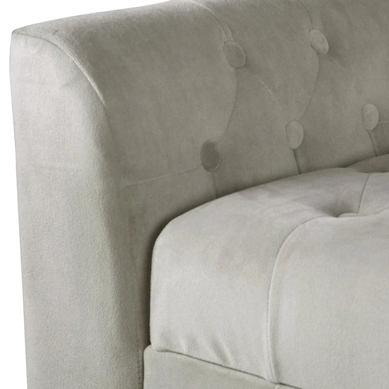 Banc de rangement canapé en velours gris tourterelle Arum